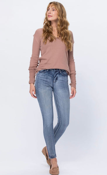 82190 Libby Hi-Rise Heavy Handsand Skinny Jeans by Judy Blue Jeans