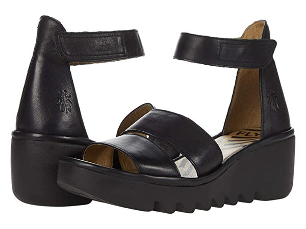 6150789 Bono Black Verona Leather Sandals by Fly London