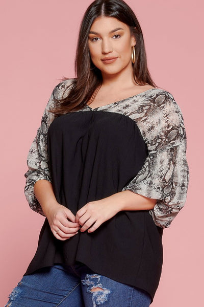 63692 Riley Snake Print Sleeve Top