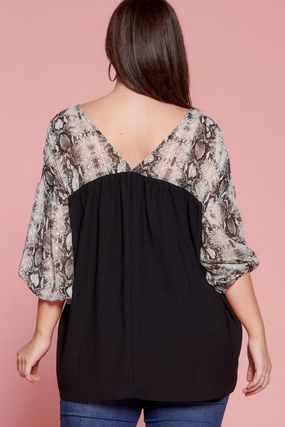 63692 Riley Snake Print Sleeve Top