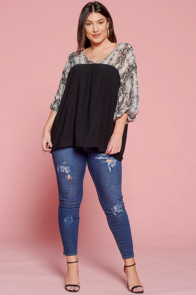 63692 Riley Snake Print Sleeve Top