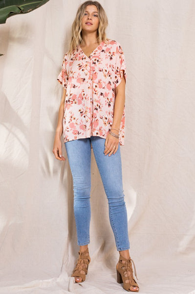 64143 Karmen Floral V-Neck Top