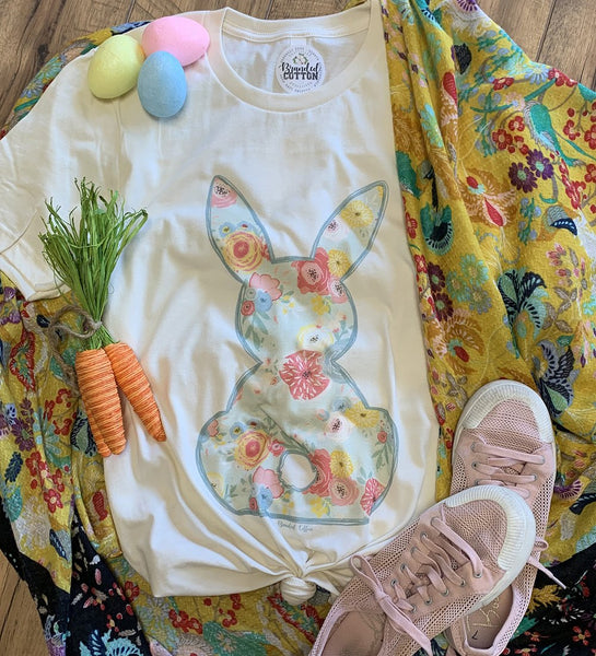 15308 Bunnicula Floral Bunny Graphic T-Shirt