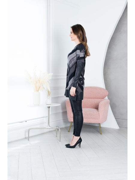 127731 Evin Tunic w/ Vegan Leather Accents by Artex Fashions