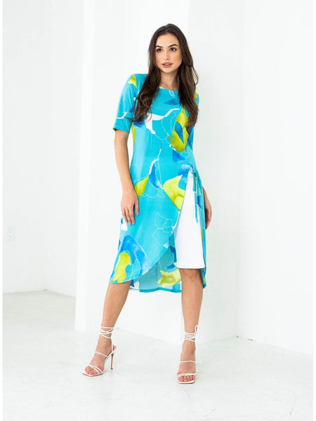 Top alto-bajo color aguamarina color avellana de Artex Fashions