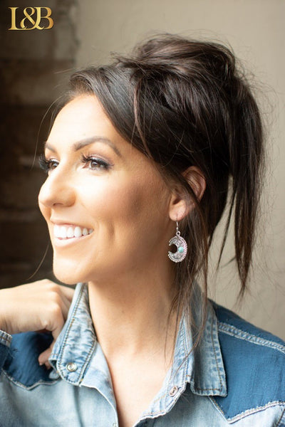 1321 Vivica Aretes Luna de Plata con Piedra Turquesa