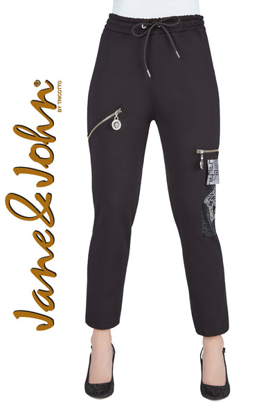 Bonita Fancy Black Joggers by Tricotto J402-F22