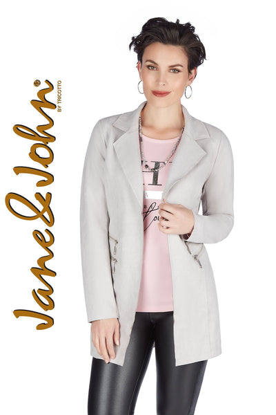 Leona Grey Vegan Suede Blazer Jacket by Tricotto J493-F22