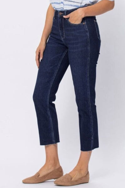 88375 Betsy Hi-Rise Cropped Straight Fit w/ Side Slit Jeans by Judy Blue Jeans