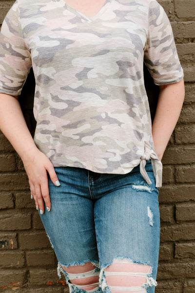 B0780TK1E Shirley Elbow Sleeve V-Neck Top