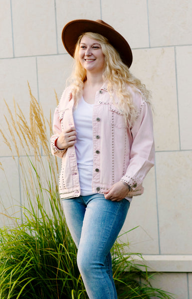 1137 Trudy Denim Studded Jacket