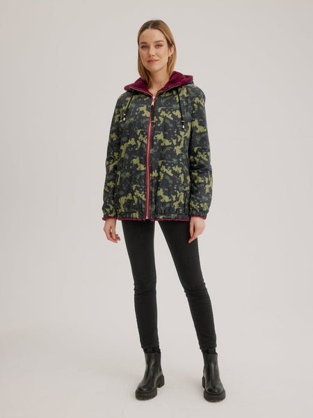 Nikki Jones Hooded Reversible Faux Fur Jacket Desert Camo