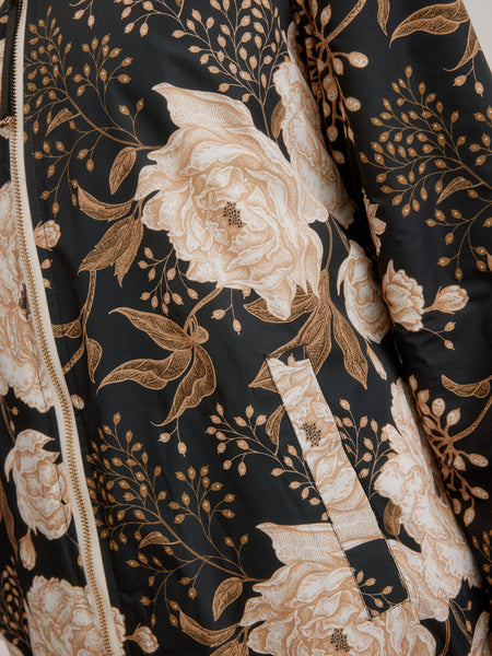 Nikki Jones Hooded Reversible Faux Fur Jacket Bronzed Peony