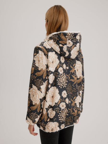 Nikki Jones Hooded Reversible Faux Fur Jacket Bronzed Peony