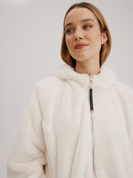 Nikki Jones Hooded Reversible Faux Fur Jacket Bronzed Peony