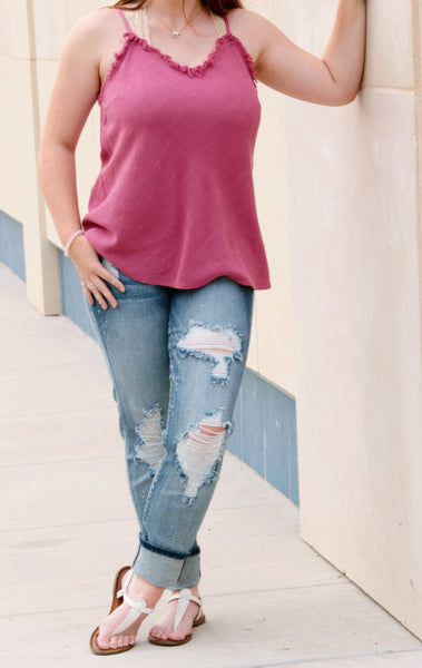 5831 Camisola de lino suave Chelsey Fray - ¡Solo reg!