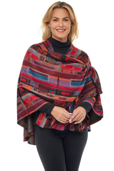 100% Cashmere Shawl - Ruby Cubes