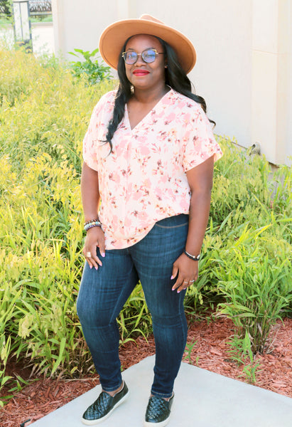 64143 Karmen Floral V-Neck Top