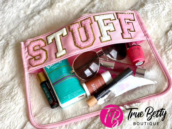 16290 Chenille Letter Stuff Clear Plastic Travel Pouch