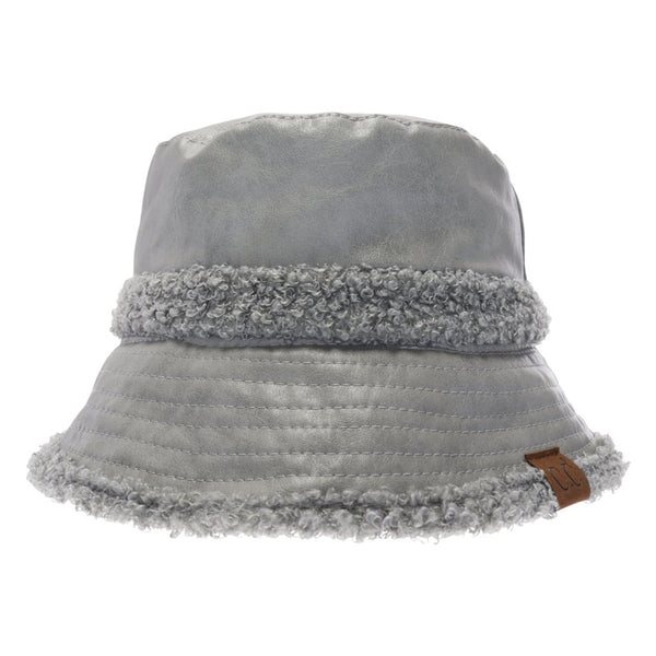 3830 Soft Faux Leather Shearling C.C. Bucket Hat