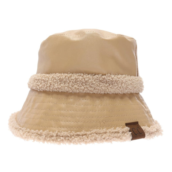 3830 Soft Faux Leather Shearling C.C. Bucket Hat