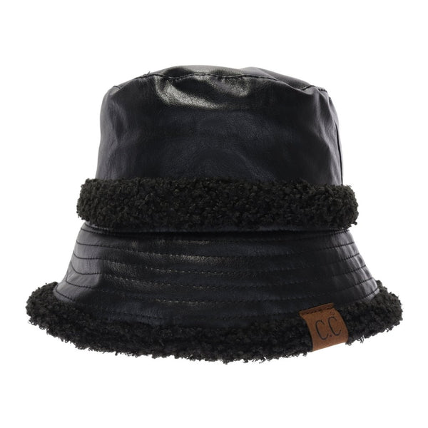 3830 Soft Faux Leather Shearling C.C. Bucket Hat
