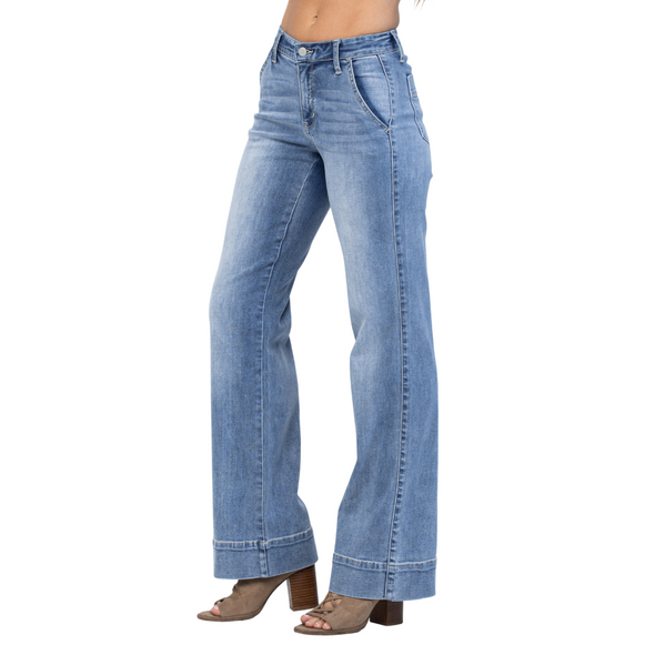 82401 Kaydyn Vaqueros azules Judy de pierna ancha y tiro medio