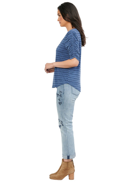 W3V37918E Top Teresa con mangas al codo y fruncido - Tallas PLUS