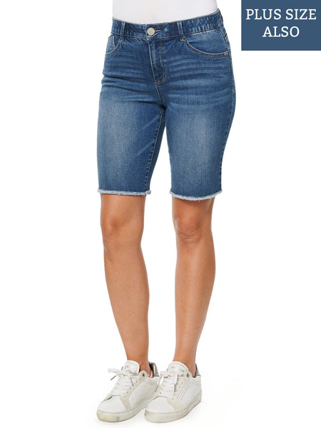 WN38007AY Sheila "Ab"solution High Rise Blue Bermuda Shorts from Democracy