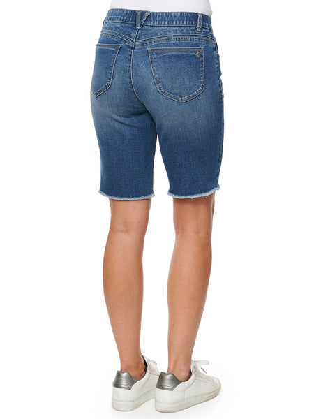 WN38007AY Sheila "Ab"solution High Rise Blue Bermuda Shorts from Democracy