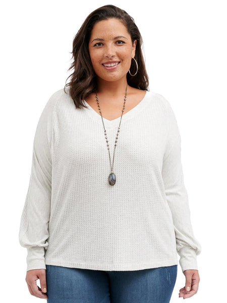 WNU36825E Skylar Blouson Long Sleeve V Neck Thermal Top