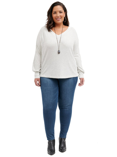 WNU36825E Skylar Blouson Long Sleeve V Neck Thermal Top