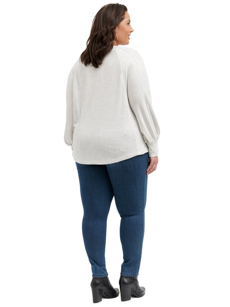 WNU36825E Skylar Blouson Long Sleeve V Neck Thermal Top