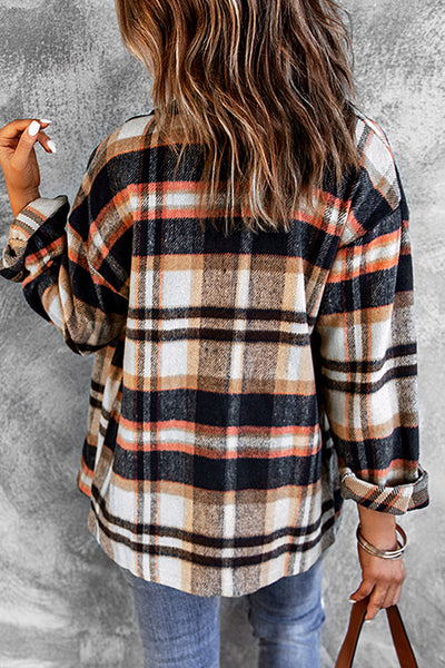 Plaid Button Front Shirt Jacket with Breast Pockets - ONLINE EXCLUSIVE!