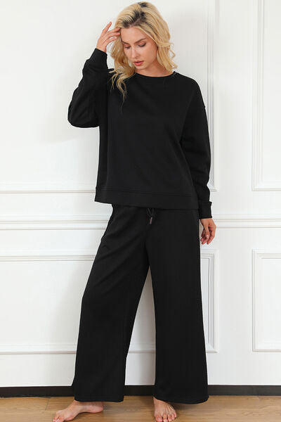 Malia Textured Long Sleeve Top and Drawstring Pants Set - ONLINE EXCLUSIVE!