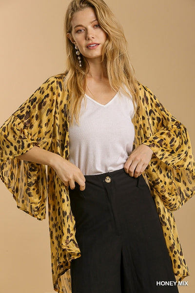 Marlene Sheer Animal Print Kimono w/ Metallic Threading - Reg & Plus!