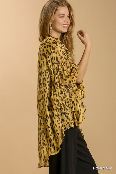 Marlene Sheer Animal Print Kimono w/ Metallic Threading - Reg & Plus!
