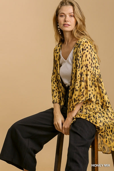 Marlene Sheer Animal Print Kimono w/ Metallic Threading - Reg & Plus!
