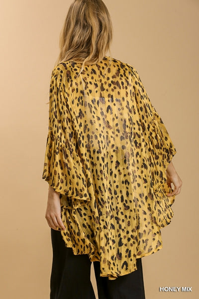 Marlene Sheer Animal Print Kimono w/ Metallic Threading - Reg & Plus!