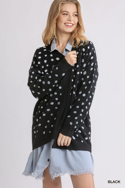 6075 Stormi Polka Dot Hand-Stamped Sweater Cardigan - Reg & Plus!