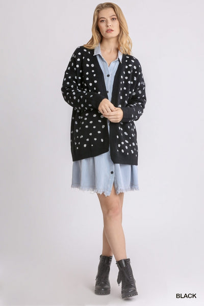 6075 Stormi Polka Dot Hand-Stamped Sweater Cardigan - Reg & Plus!