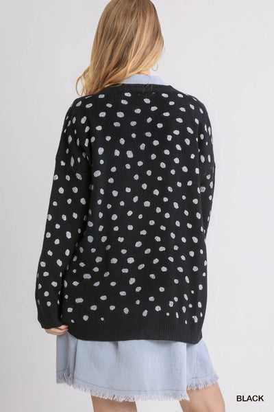 6075 Stormi Polka Dot Hand-Stamped Sweater Cardigan - Reg & Plus!