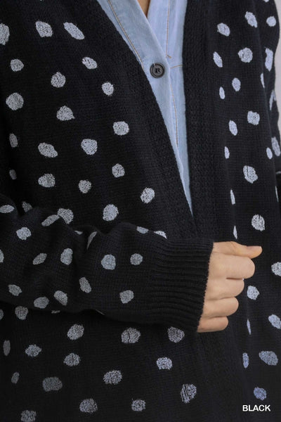 6075 Stormi Polka Dot Hand-Stamped Sweater Cardigan - Reg & Plus!