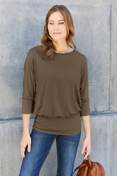 Cori Round Neck Batwing Sleeve Blouse