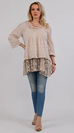 Jocelyn 2-piece Lace Trim Top & Cami Set by Paper Lace