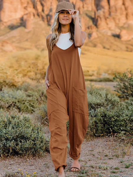 Double Take Sleeveless V-Neck Pocketed Jumpsuit