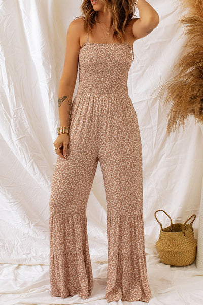 Paula Floral Spaghetti Strap Smocked Wide Leg Jumpsuit - ONLINE EXCLUSIVE!