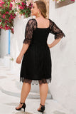 Rachael Plus Size Lace Flounce Sleeve Square Neck Dress - ONLINE EXCLUSIVE!