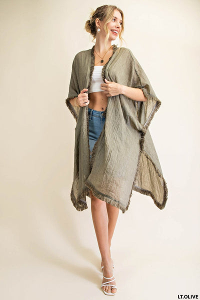 5742 Emalee Soft Fringe Trim Kimono
