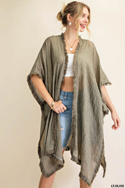 5742 Emalee Soft Fringe Trim Kimono